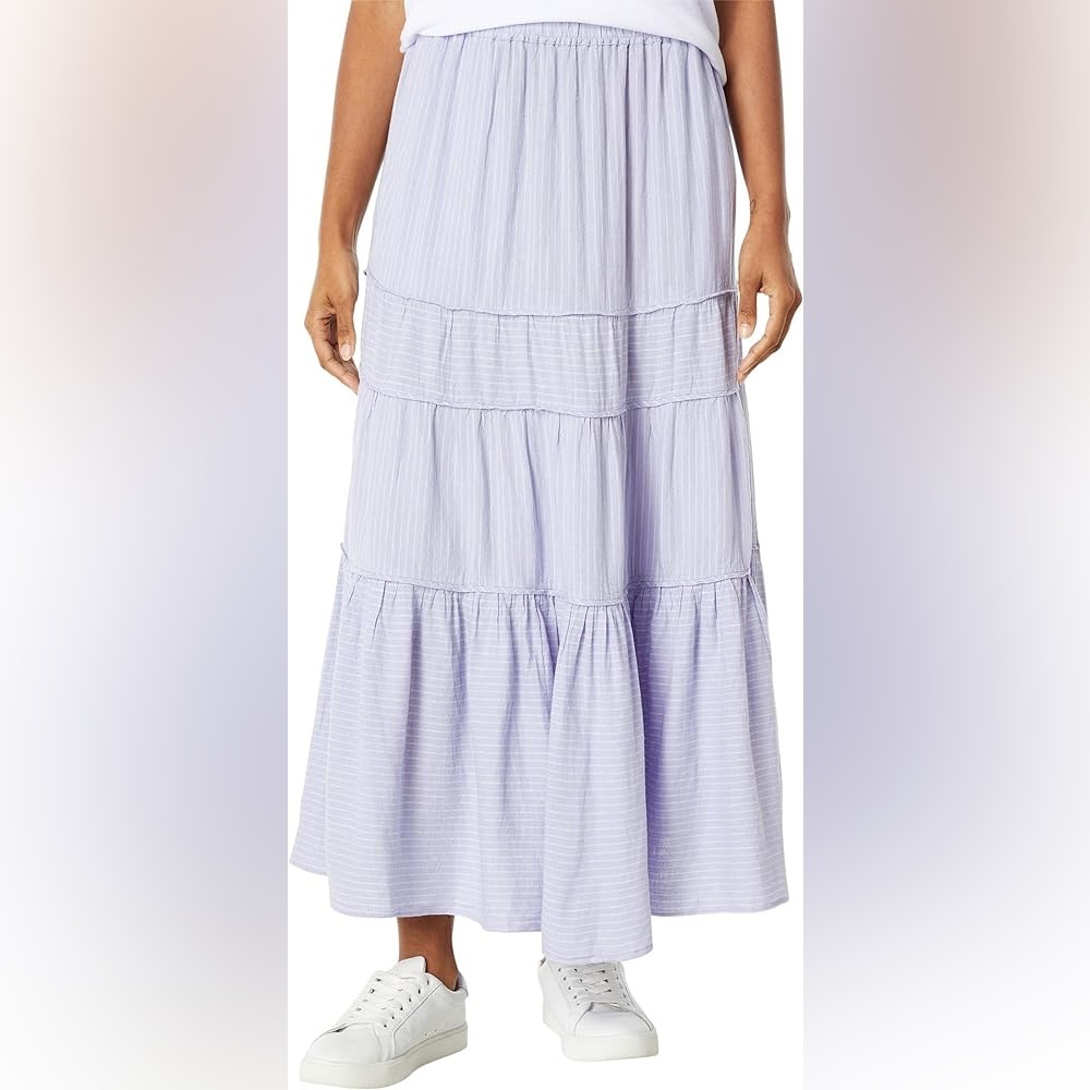 NWT purple Madewell linen blend maxi skirt tiered purple Small
